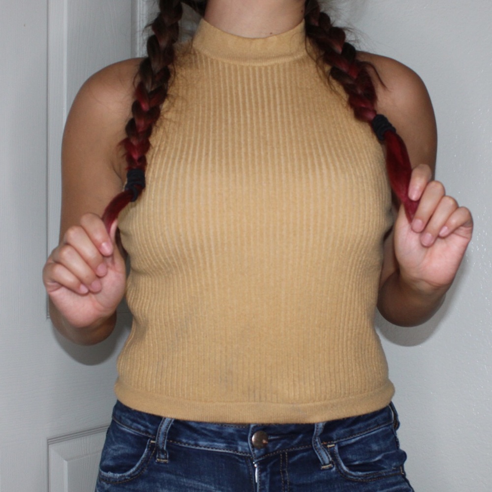 Mustard color, Sweater crop top